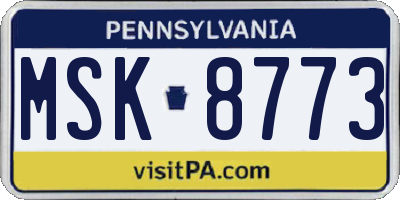 PA license plate MSK8773