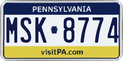 PA license plate MSK8774