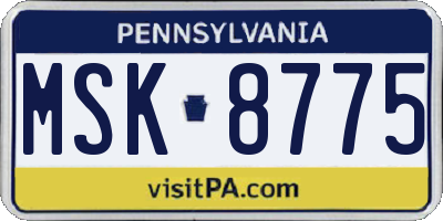 PA license plate MSK8775