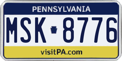 PA license plate MSK8776