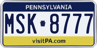 PA license plate MSK8777