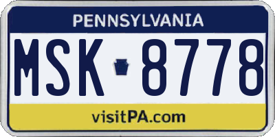 PA license plate MSK8778