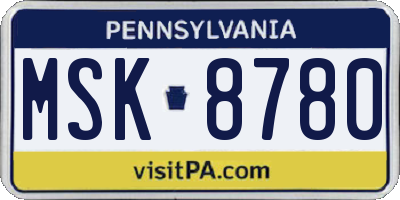 PA license plate MSK8780