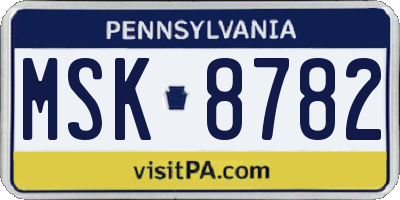 PA license plate MSK8782
