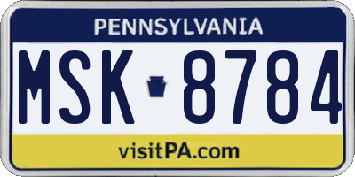 PA license plate MSK8784