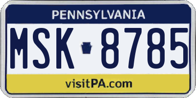 PA license plate MSK8785