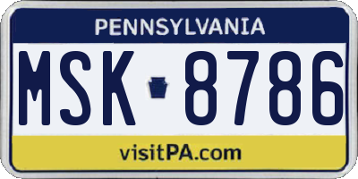 PA license plate MSK8786