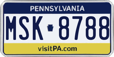 PA license plate MSK8788