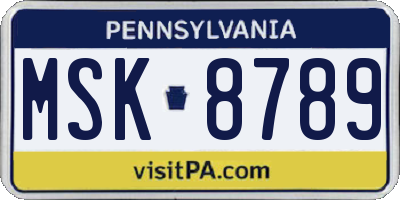 PA license plate MSK8789