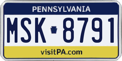 PA license plate MSK8791