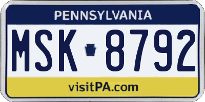 PA license plate MSK8792
