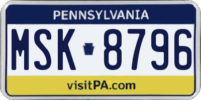 PA license plate MSK8796