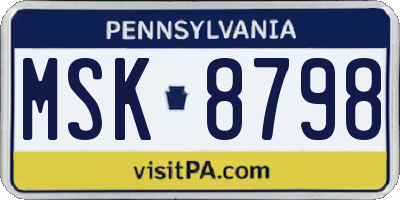 PA license plate MSK8798