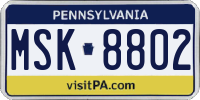PA license plate MSK8802