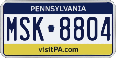 PA license plate MSK8804