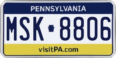 PA license plate MSK8806