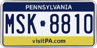 PA license plate MSK8810