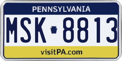 PA license plate MSK8813