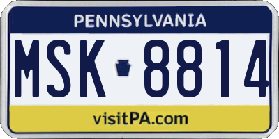 PA license plate MSK8814