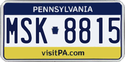 PA license plate MSK8815