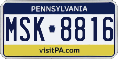 PA license plate MSK8816