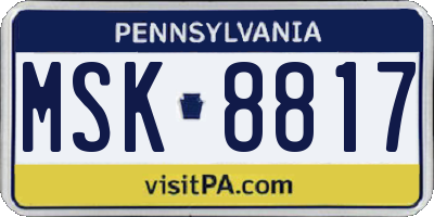 PA license plate MSK8817
