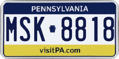 PA license plate MSK8818