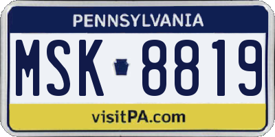 PA license plate MSK8819