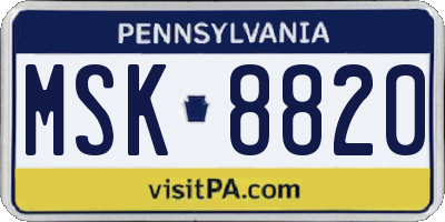 PA license plate MSK8820