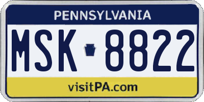 PA license plate MSK8822