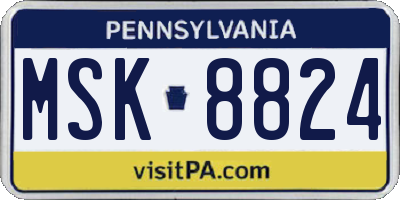 PA license plate MSK8824