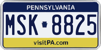 PA license plate MSK8825