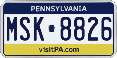 PA license plate MSK8826