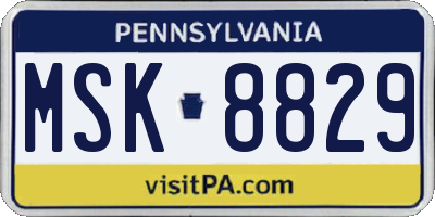 PA license plate MSK8829