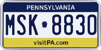 PA license plate MSK8830
