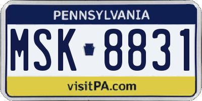 PA license plate MSK8831