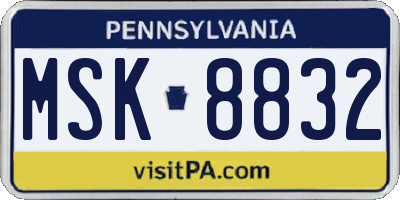 PA license plate MSK8832