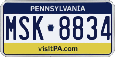 PA license plate MSK8834