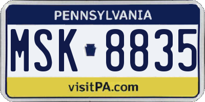PA license plate MSK8835