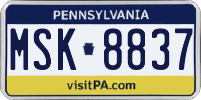 PA license plate MSK8837