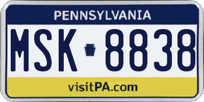 PA license plate MSK8838