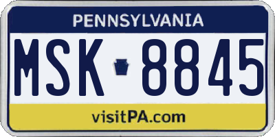 PA license plate MSK8845