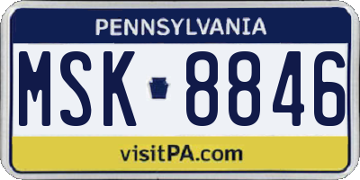 PA license plate MSK8846