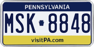 PA license plate MSK8848