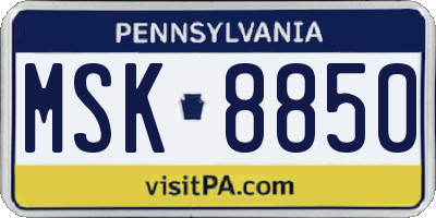 PA license plate MSK8850
