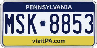 PA license plate MSK8853