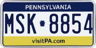 PA license plate MSK8854