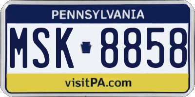 PA license plate MSK8858