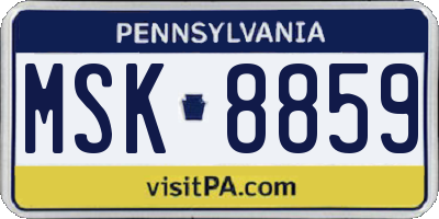 PA license plate MSK8859