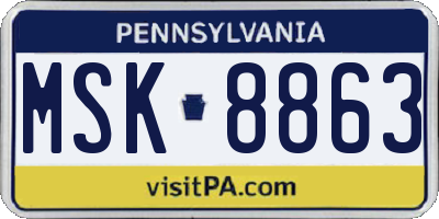 PA license plate MSK8863